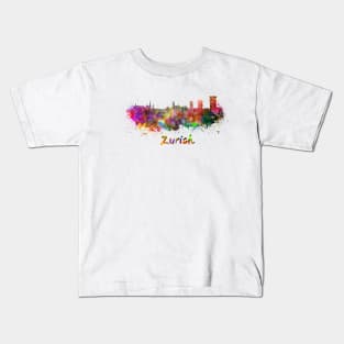 Zurich skyline in watercolor Kids T-Shirt